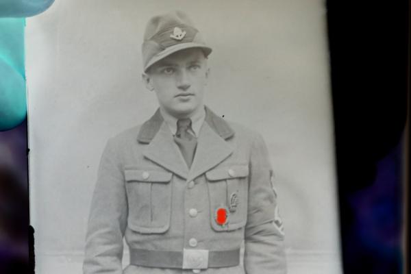 drei alte Glasnegative - Portrait eines R.A.D. Mannes - Abteilung 221/6